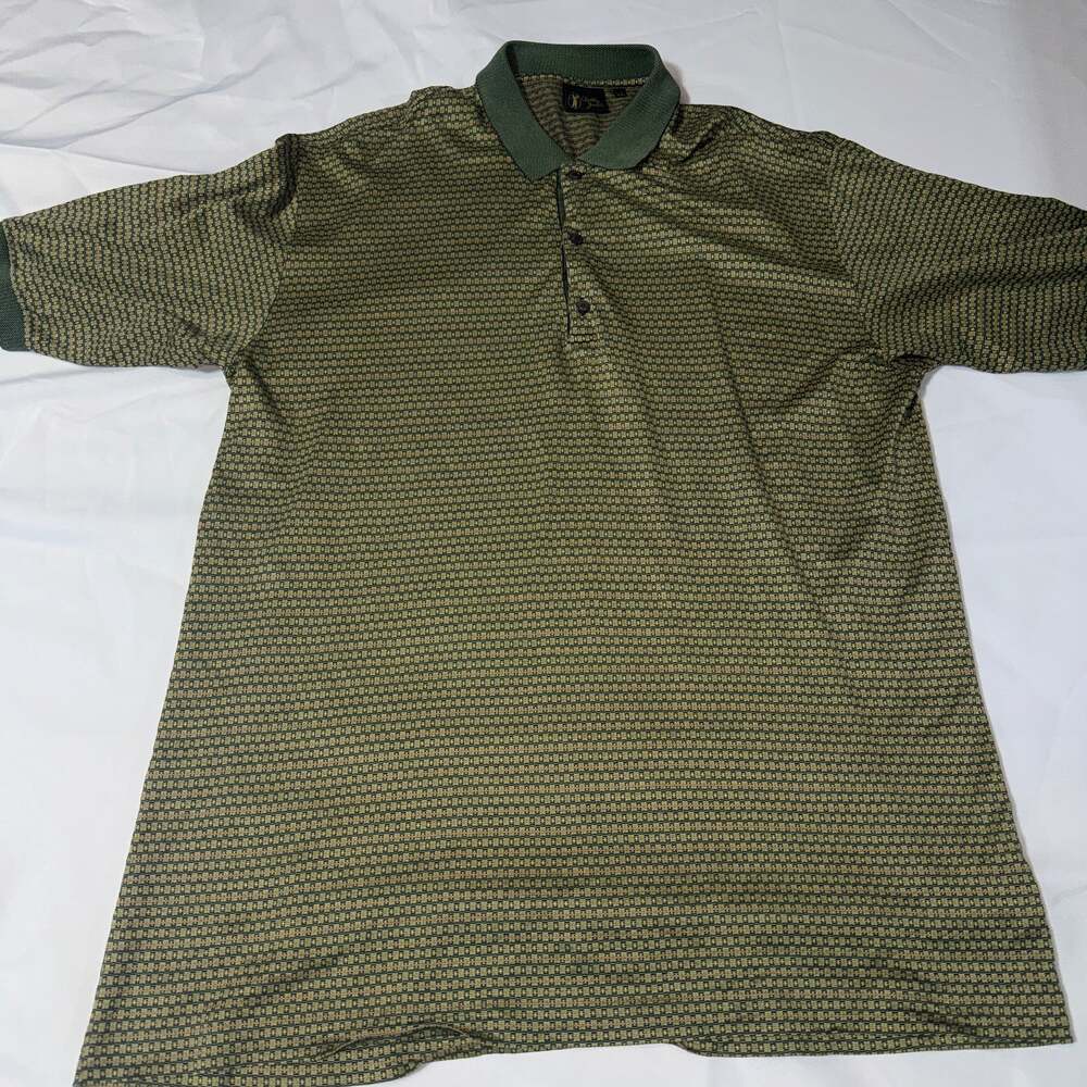 Vintage 90s Bobby‎ Jones Polo Shirt Mens Large Green Red Geometric Golf Knit